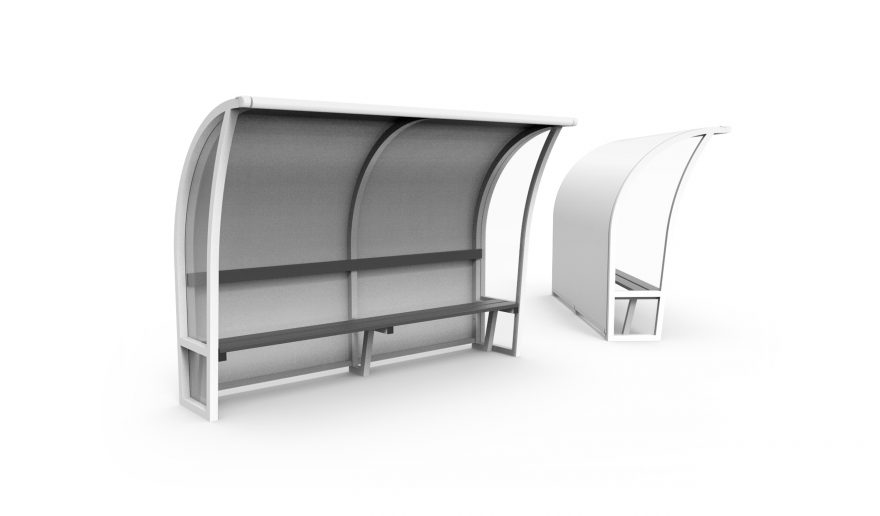 white arched one-piece team shelters Metalu Plast