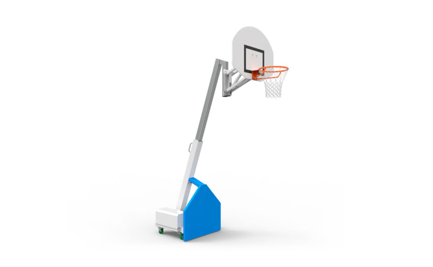 Panier de basket ball mobile à 6 hauteurs, mât en acier carré télescopiques, sur roulette, avec mousse de protection