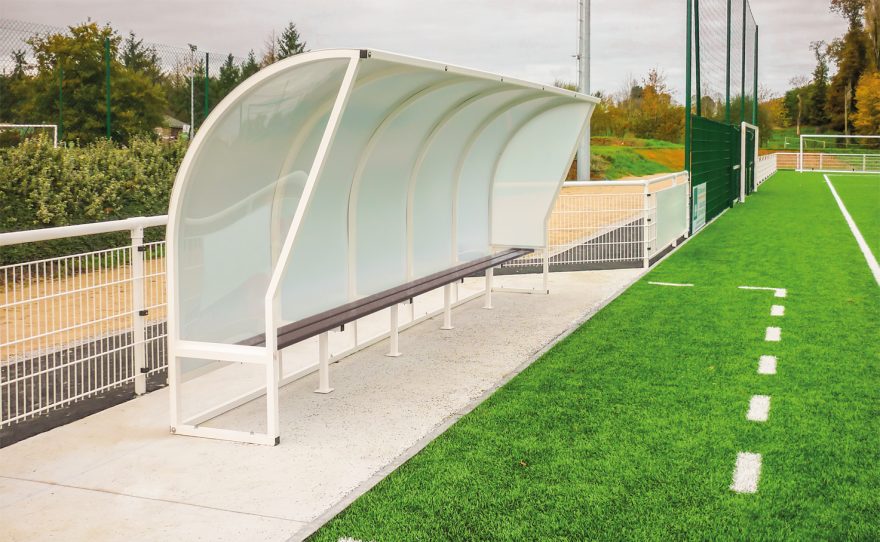 White aluminium team shelter 2 m height Metalu Plast sports equipment