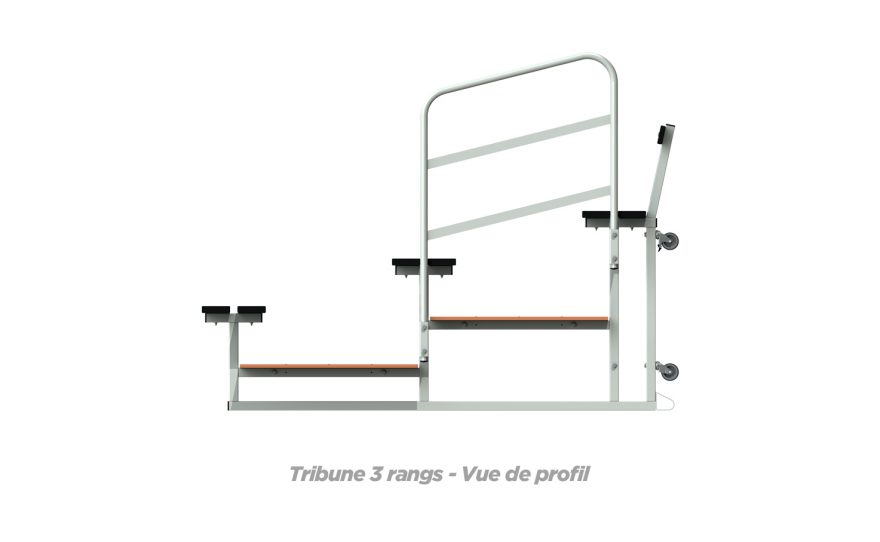 seating-unit-transportable-3-raws-profile Easily transportable seating unit 3 raws Metalu Plast profile view