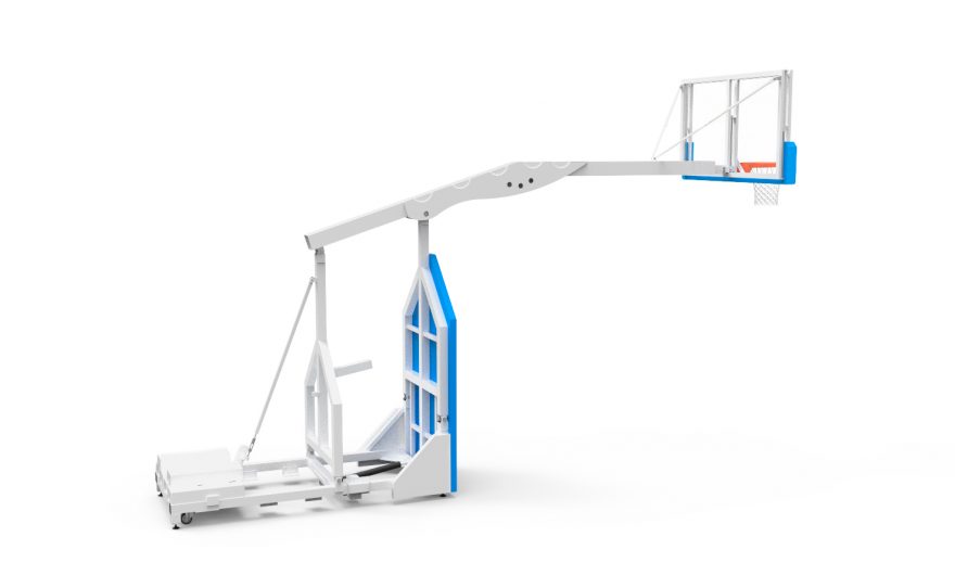 basket-competition-indoor mobile Unfolded indoor mobile basketball goal for use in competition Metalu Plast manufacturer sports equipment