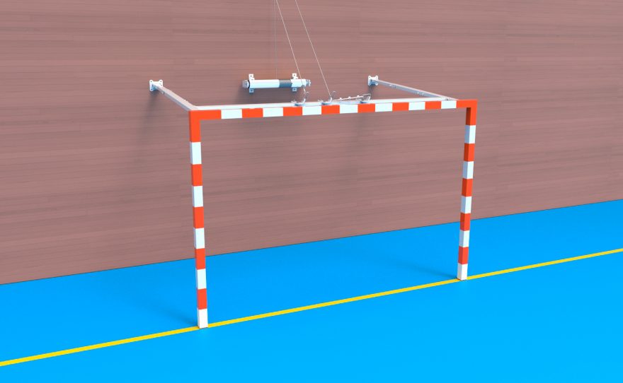 Handball goal with a winch to lift it Metalu plast