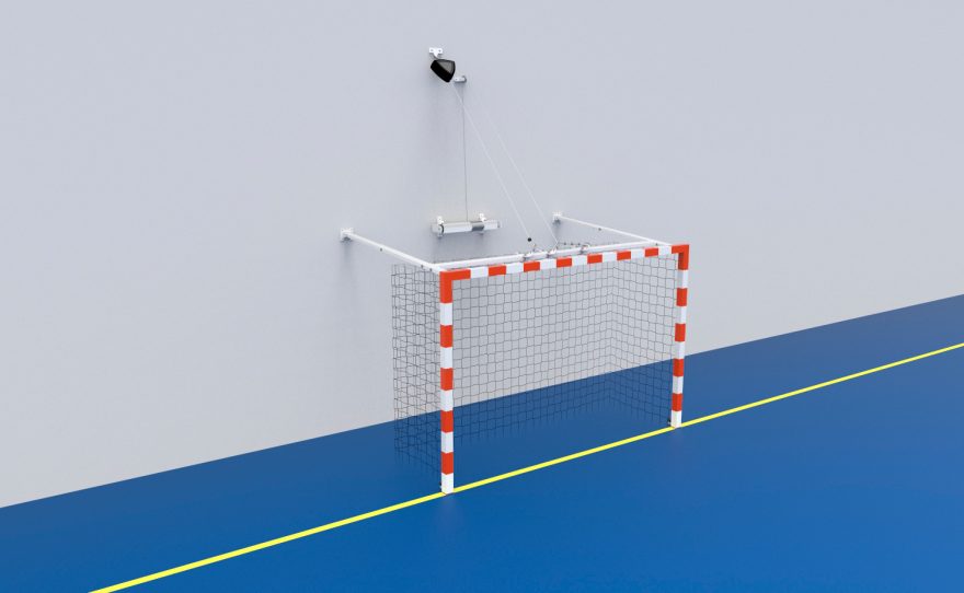 Raisable handball goal with a winch Metalu Plast sports equipment