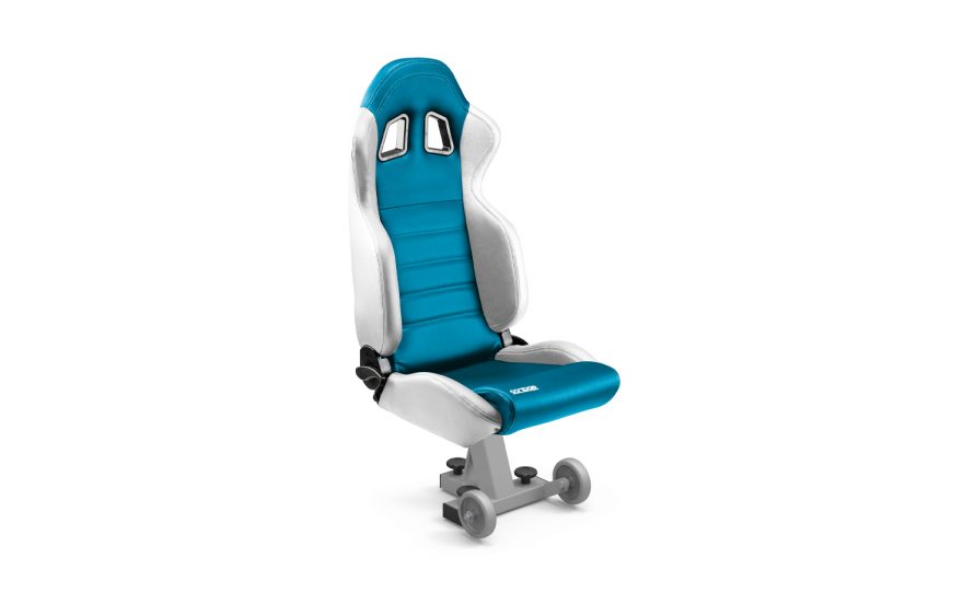 White and blue bucket seat for team shelters Metalu Plast VIP custom made many colors available