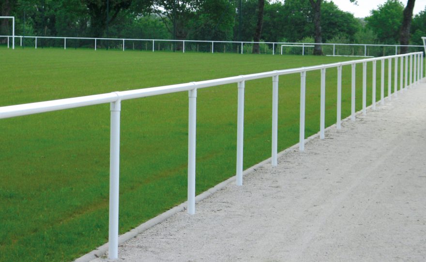 Handraill without infill on football field Metalu Plast
