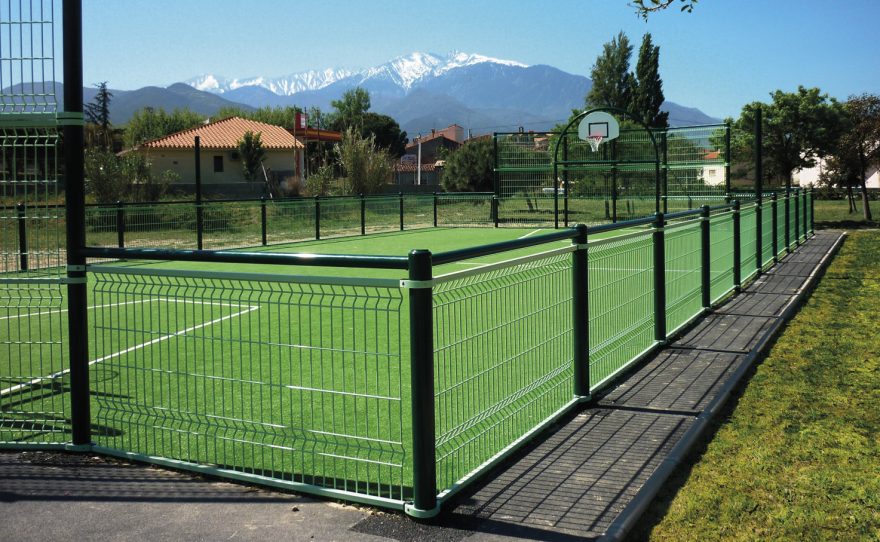 Multi-sports ground with plastic-coated steel structure