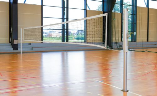 Poteau de volley ball compétition nationale et internationale ovoide coulissant anodisé