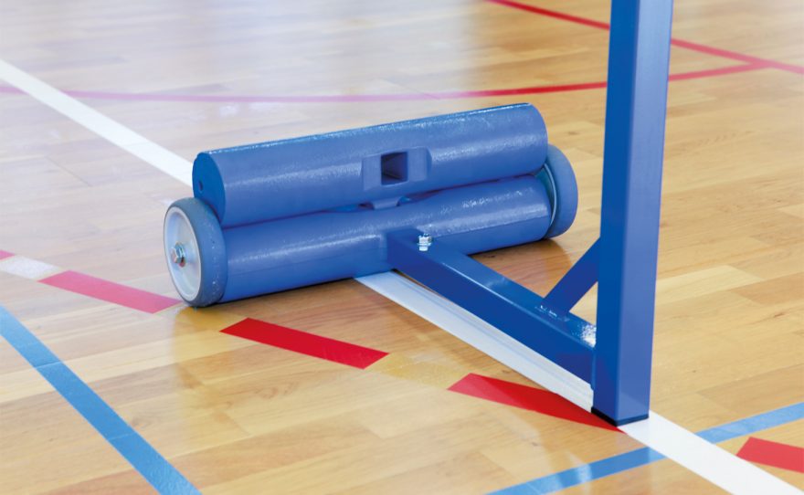 Training badminton posts ballasted blue badminton training pole with ballast Metalu Plast