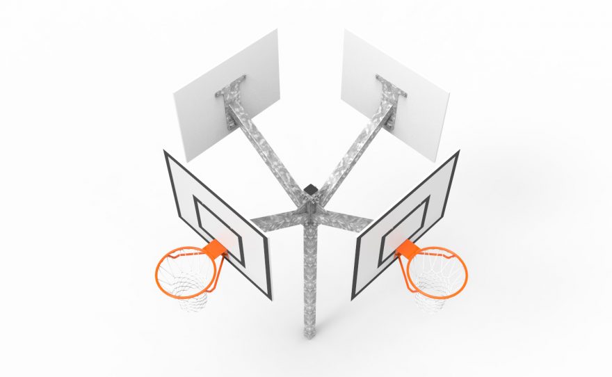 tout-basketball-multi-tetes-quadruple Tour multi paniers de Basketball metalu Plast