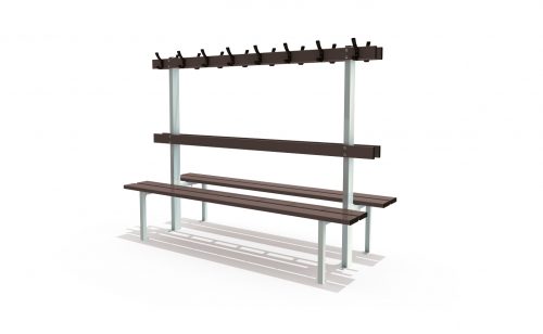 Central bench with backrest and peg rail