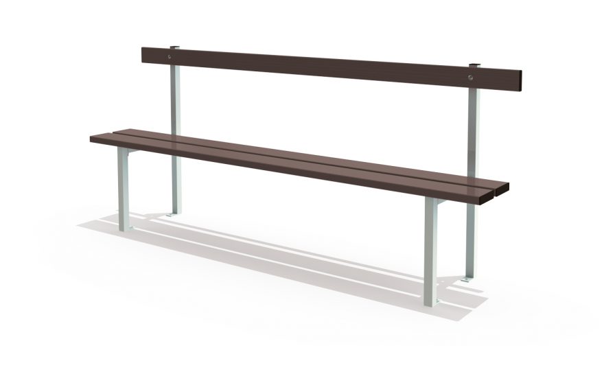 locker-room-bench-backrest-wall and floor -mounted Bench with backrest wall and floor mounted for cloakroom