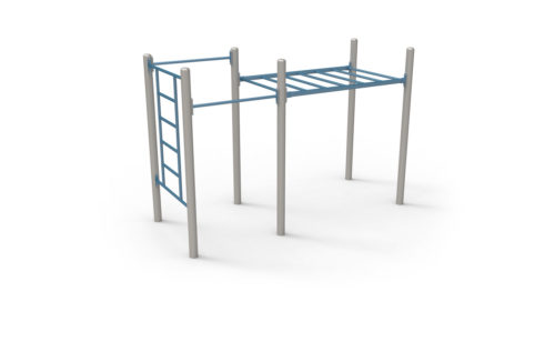 Street workout apparatus, 3 plastic-coated galvanized steel modules, non-slip and anti-corrosion texture