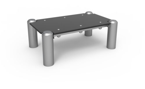 Street workout apparatus, galvanized and plastic-coated steel table with non-slip texture