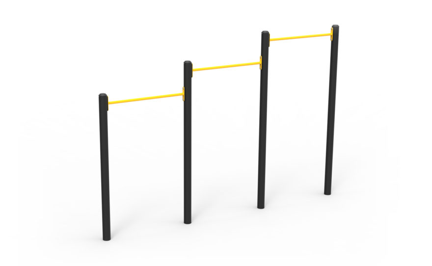 Street Workout - Triple barre de tractions Agrès de street workout, triple barre de tractions en acier galvanisé plastifié, texture antidérapante et anticorrosion