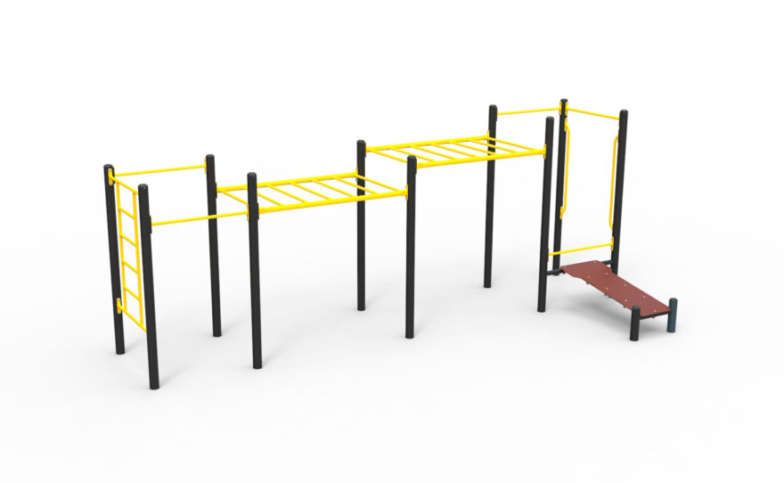 Street workout - Le combiné Agrès de street workout, Le combiné composé de 6 modules, en acier galvanisé plastifié, texture antidérapante et anticorrosion